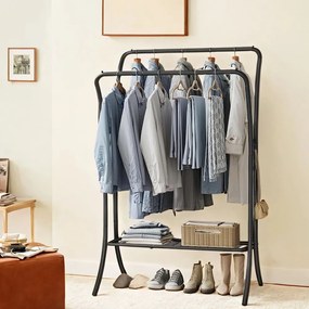 Guarda roupa em metal com 6 ganchos 46 x 100 x 155 cm Preto
