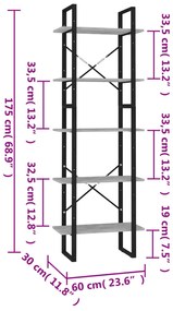 Estante 5 prateleiras derivados madeira cinza cimento