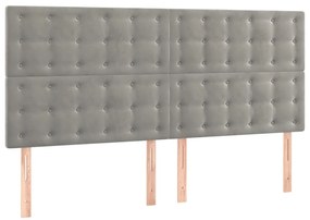 Cabeceira cama c/ luzes LED veludo 200x5x118/128cm cinza-claro