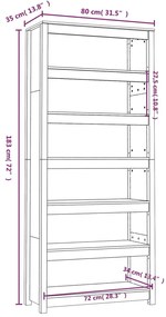 Estante 80x35x183 cm madeira de pinho maciça branco