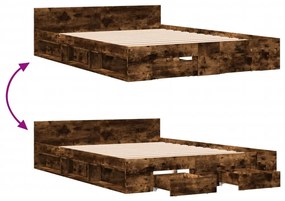 Estrutura de cama c/ gavetas derivados madeira carvalho fumado