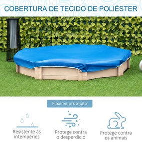 Caixa de Areia de Madeira para Crianças Caixa de Areia Infantil com Cobertura de Poliéster 140x140x21,5 cm Madeira e Azul