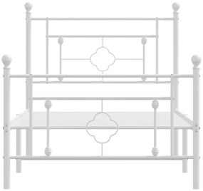 Estrutura de cama com cabeceira e pés 100x190 cm metal branco