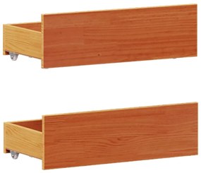 Cama sem colchão com cabeceira pinho maciço castanho-mel