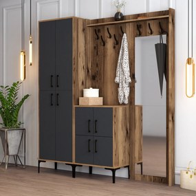 Cabideiro Berlin ABC – Nogueira e Antracite – 180x200x35 cm