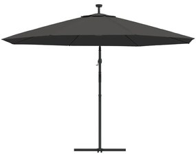 Guarda-sol cantilever c/ luzes LED poste metal 350 cm antracite