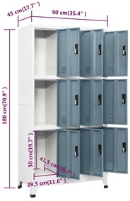 Cacifo aço 90x45x180 cm cinza-claro e cinza-escuro