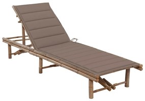 vidaXL Espreguiçadeira de jardim com almofadão bambu