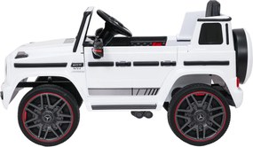 Carro elétrico para Crianças 2 a 5 anos 12V Mercedes G63 AMG LIFT Rodas de espuma EVA, assento Couro ecológico Branco