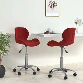 vidaXL Cadeiras de jantar giratórias 2 pcs veludo vermelho tinto