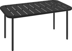 Outsunny Mesa de centro exterior, mesa de pátio retangular em metal resistente às intempéries com tampo em ripas para uso externo | Aosom Portugal