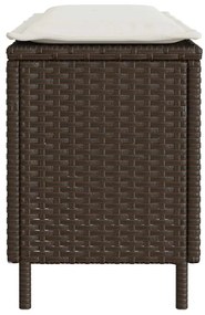 Banco de jardim com almofadão 110x30x40,5 cm vime PE castanho