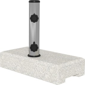 Base para guarda-sol em mármore 45 x 22,5 x 40 cm, com 25 kg, 2 rodas de fixação e tubo em aço inoxidável (GUARDA SOL NÃO INCLUIDO), cinzenta