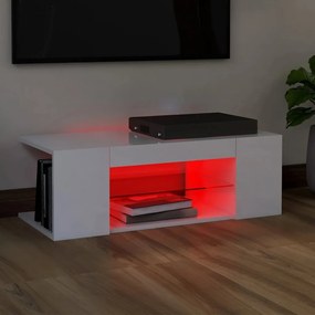 Móvel de TV Yoki com Luzes LED - Branco Brilhante - Design Moderno