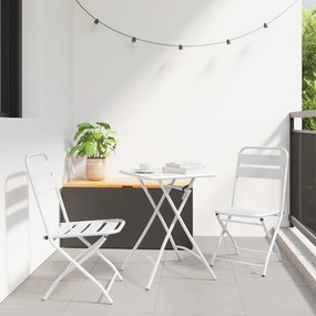 Conjunto de Bistrô Dobrável de 3 Peças vidaXL Branco em Aço