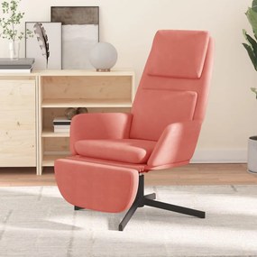 Cadeira de descanso com apoio de pés veludo rosa