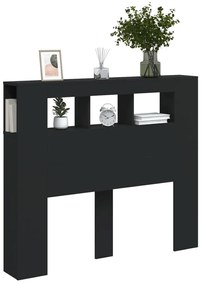 Cabeceira cama c/ LEDs 120x18,5x103,5 cm deriv. madeira preto