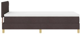 Cama Box com Colchão &amp; LED Castanho Escuro 90x200 cm Tecido