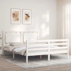 Estrutura de cama King Size com cabeceira madeira maciça branco