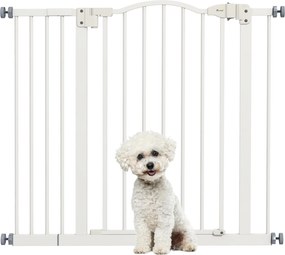 Barreira de Segurança para Cães com Largura Ajustável 74-94 cm e Extensão para Escadas e Portas Branco