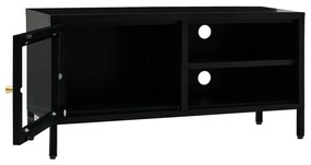 Móvel de TV 90x30x44 cm vidro e aço preto