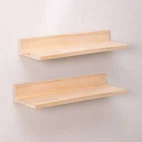 Conjunto De 2 Prateleiras De Parede 60 Cm Em Madeira De Pinho Tydor ~60 Cm - Sklum