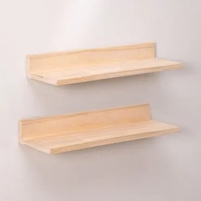 Conjunto de 2 prateleiras de parede em madeira de pinho Tydor ~60 cm - Sklum