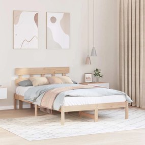 vidaXL Estrado de Cama com Cabeceira 120x200 cm Madeira de Pinho Maciça