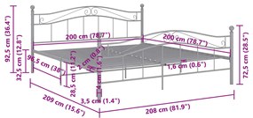 Estrutura de cama 200x200 cm metal cinzento