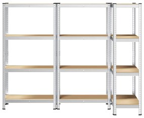 Prateleiras de armazenamento de 4 camadas 3 pcs aço prateado