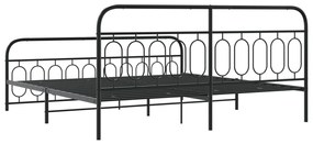 Estrutura de cama com cabeceira e pés 200x200 cm metal preto
