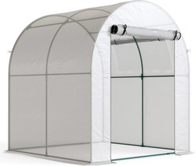 Outsunny Estufa de Jardim 180x180x200 cm Estufa Tipo Túnel Pequena com Porta Enrolável e Janela de Malha para Cultivar Plantas Branco | Aosom Portugal