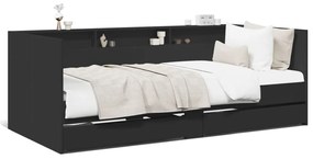 vidaXL Sofá-cama com gavetas sem colchão 90x200 cm preto
