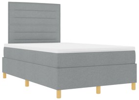 Cama Box Spring com Colchão Cinza Claro 120x200 cm Tecido