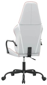 Cadeira gaming massagens couro artificial branco e rosa