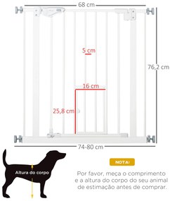 PawHut Barreira de Segurança para Cães Animais de Estimação 74-80cm pa