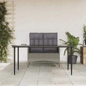 vidaXL 2 pcs conjunto de jantar p/ jardim c/ almofadões vime PE cinza