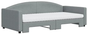 Sofá-cama c/ gavetão e colchões 100x200cm tecido cinzento-claro
