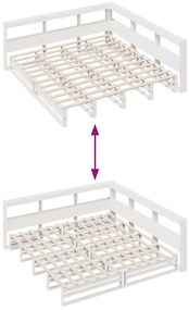 Cama com estante sem colchão 180x200 cm pinho maciço branco