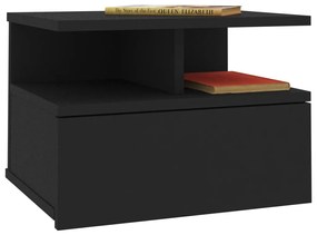 Mesa de cabeceira suspensa 40x31x27 cm derivados madeira preto