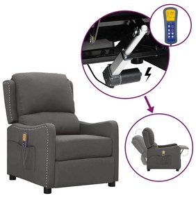 vidaXL Poltrona de massagens elevatória tecido cinzento-escuro
