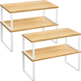Conjunto de 4 prateleiras de cozinha, branco e bege-natural