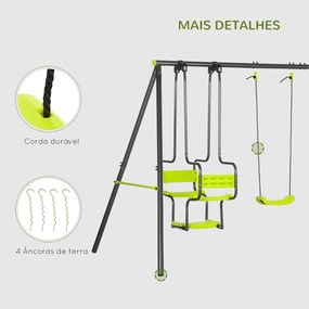 Conjunto de Baloiços Infantil com 2 Baloiços Baloiço Duplo e Estrutura