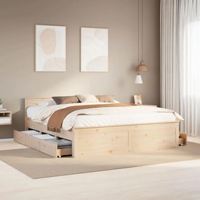 vidaXL Cama sem colchão com cabeceira 200x200 cm madeira pinho maciça