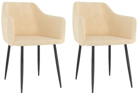 vidaXL Cadeiras de jantar 2 pcs veludo cor creme