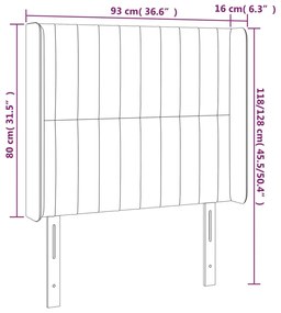 Cabeceira cama c/ luzes LED veludo 93x16x118/128 cm cinza-claro