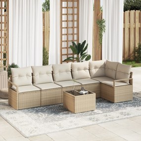 Conjunto de Sofá de Jardim de 7 Peças com Almofadas de Rattan Sintétic