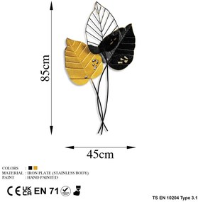Acessório Decorativo de Parede em Metal Fall – Amarelo e Preto – 45 x