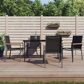 5 pcs conjunto de jantar para jardim textilene e aço preto