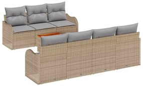 Conjunto de Sofá de Jardim vidaXL com Almofadas Bege em Rattan Poliést